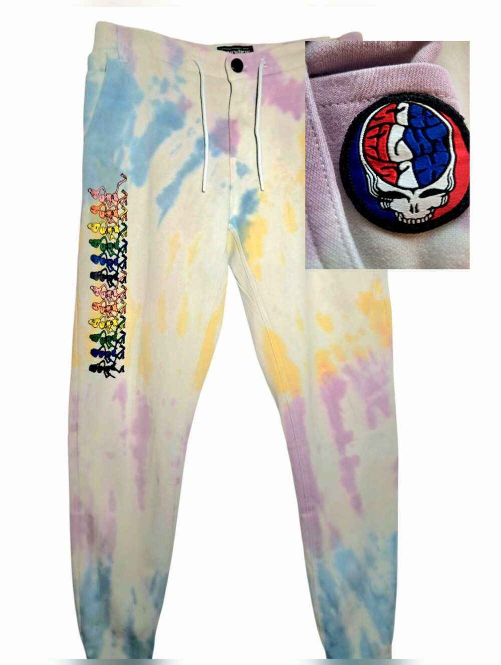 686 Grateful Dead Everywhere Double Knit Tie Dye Pants Unisex Medium (M) GUC